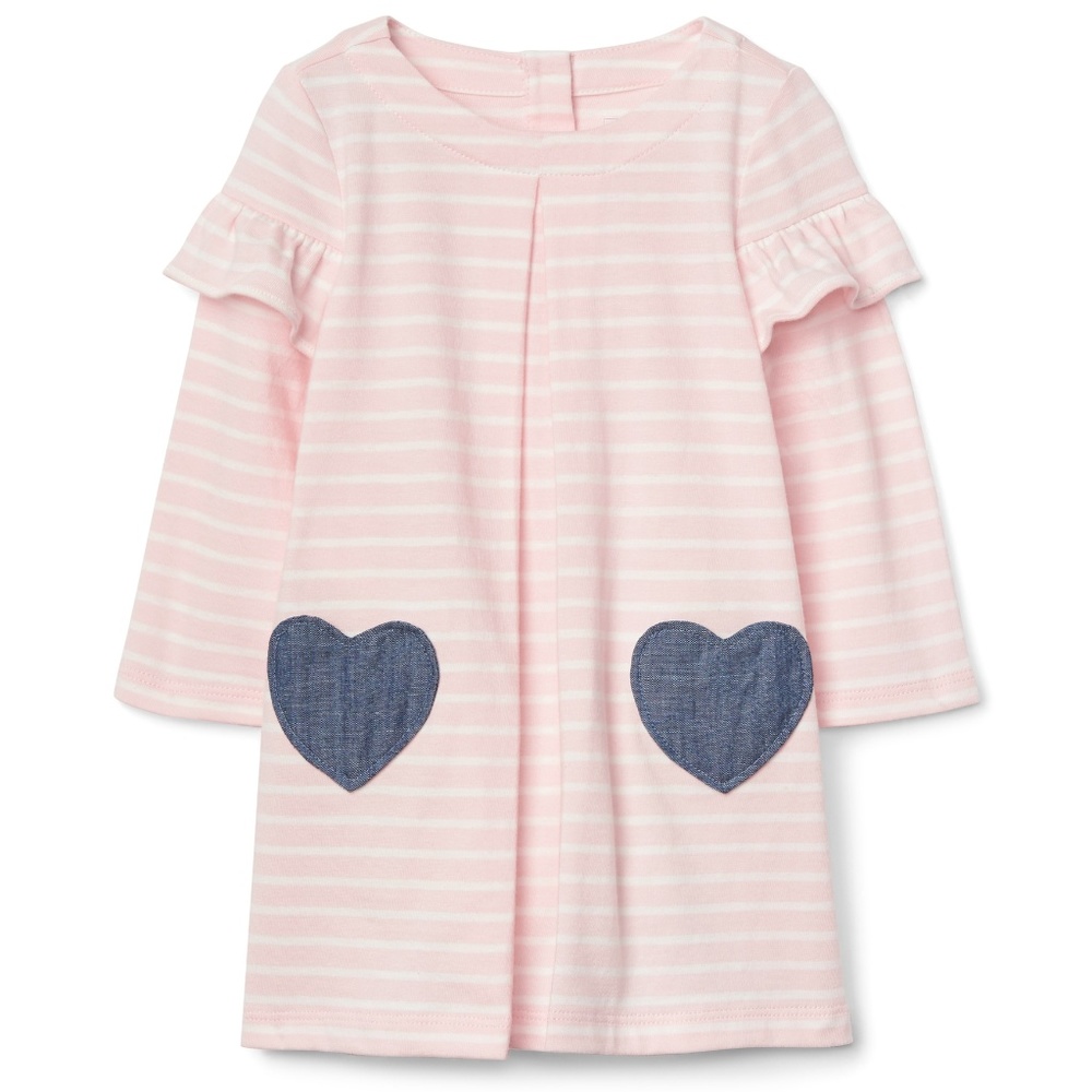 Baby Gap Girls Ruffle Stripe Heart Pocket Dress